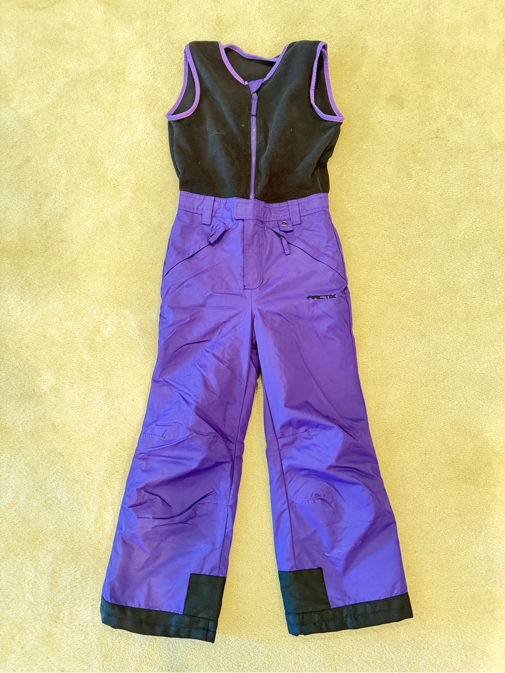 Arctix Kids Fleece Bib Overalls Purple Black Snow Bib Size Small